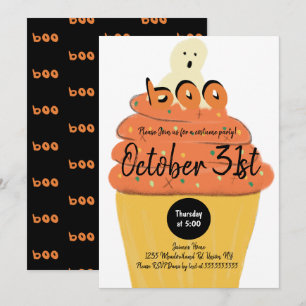 Frostad Cupcake-spökdräkt Halloweenfest Inbjudningar