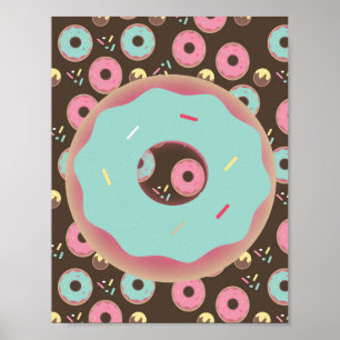 Frostad Donut 3D Strössel Väggkonst Teal Affisch