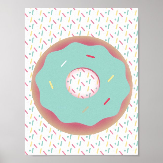 Frostad Donut Strössel Väggkonst Teal Affisch (Framsidan)