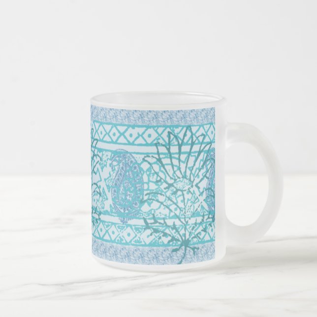 Frostad exponeringsglasMag - indisk blått Frostad Glasmugg (Höger)