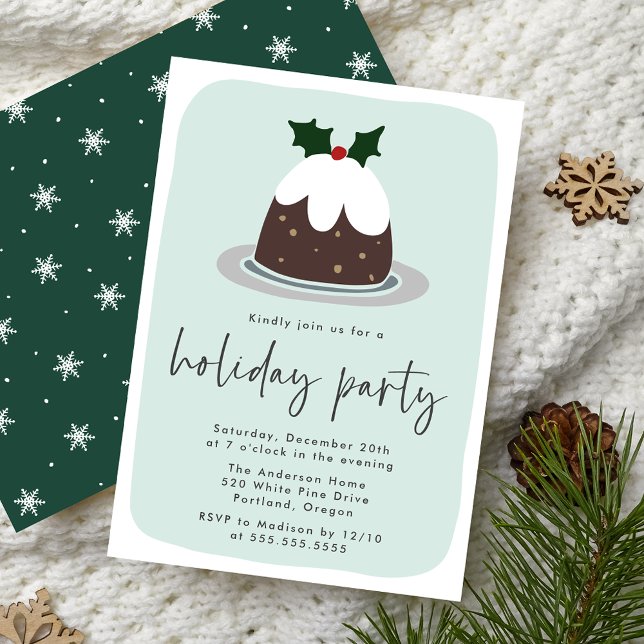 Frostad fruktcakekrans Holly Mint & Grön Holiday P Inbjudningar (Skapare uppladdad)