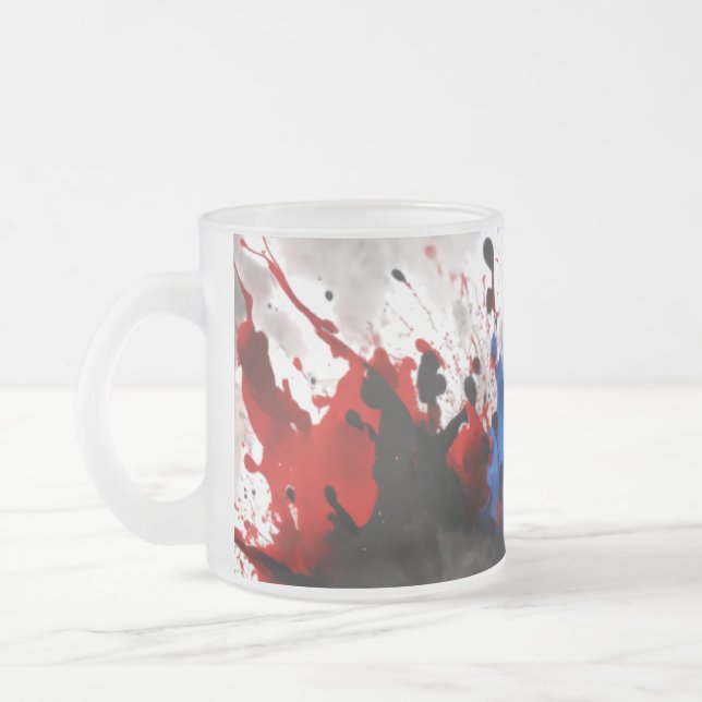 Frostad Glas Mugg - 10 oz med Abstrakt Färgfläck (Vänster)