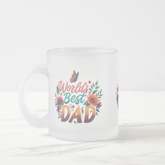 Frostad Glas Mugg - 10 oz "Världens Bästa Pappa" D (Vänster)