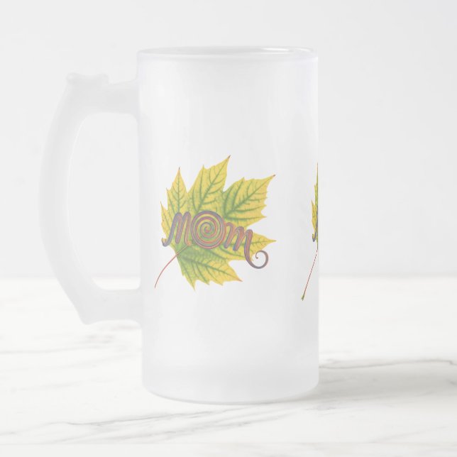 Frostad Glas Mugg – 16 oz "Mamma" Design (Vänster)