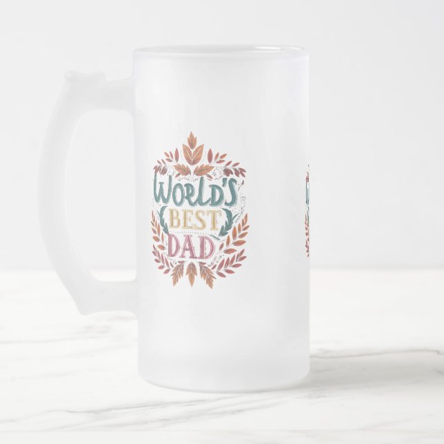 Frostad Glas Mugg - 16 oz "Världens Bästa Pappa De (Vänster)