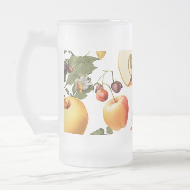 Frostad Glas Mugg - Frukt Vattenfärg Mönster (47 c (Vänster)
