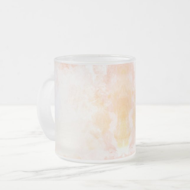 Frostad glas mugg med en subtil rosa-orange  (Framsida vänster)