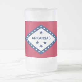 Frostad glas-mugg med flaggan för Arkansas, USA Frostat Ölglas