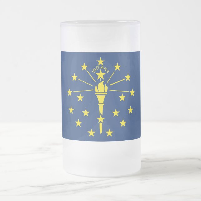 Frostad Glas Mugg med flaggan för Indiana, USA (Center)