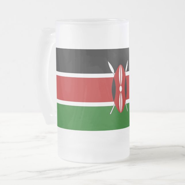 Frostad Glas Mugg med Kenyas flagga (Framsida vänster)