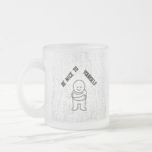 ☕ Frostad Glas Mugg med "Var Snäll Mot Dig Själv"