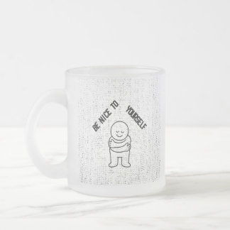 ☕ Frostad Glas Mugg med "Var Snäll Mot Dig Själv"