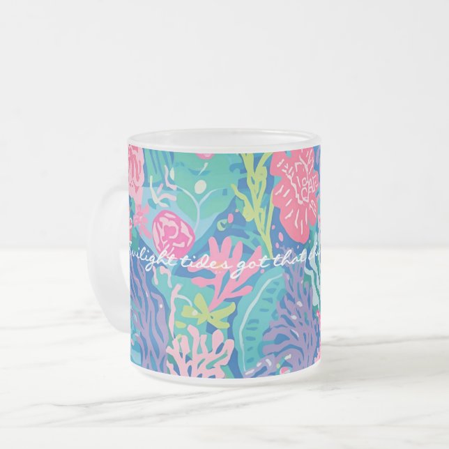 Frostad glasmugg i stilren grafik (Framsida vänster)