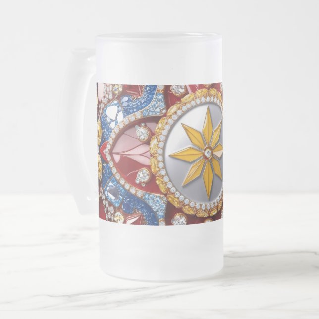 Frostad GlasMugg med Colombianska Färger design Frostat Ölglas (Framsida vänster)