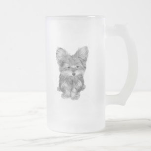 Frostad Glass mugg för gullig Yorkie hund