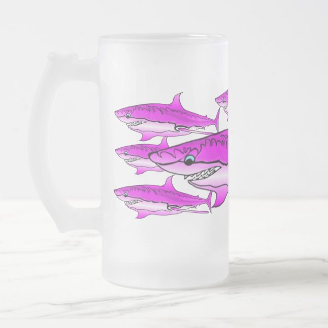 Frostad Glass mugg för rosa hajar (Vänster)