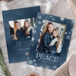 Frostad julkort med Peace Navy Watercolor