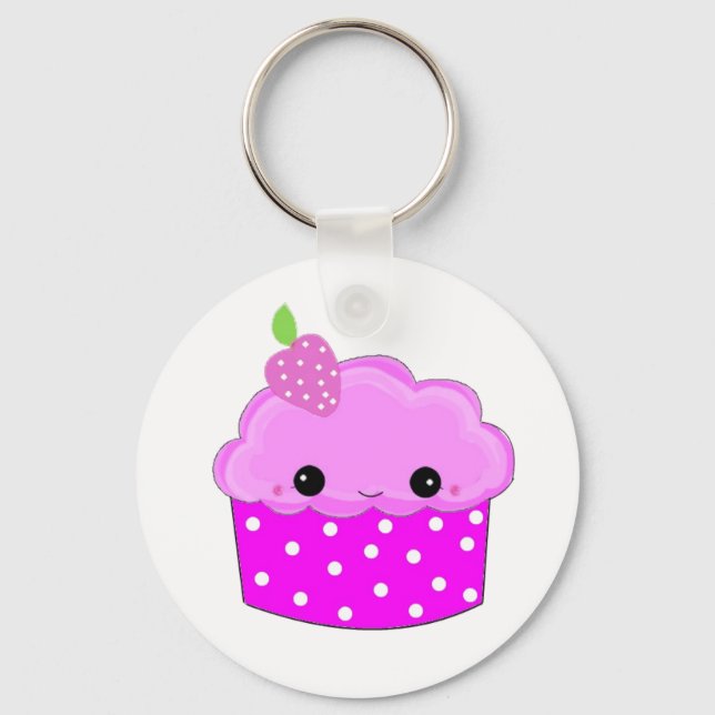 Frostad lila cupcake nyckelring (Framsida)