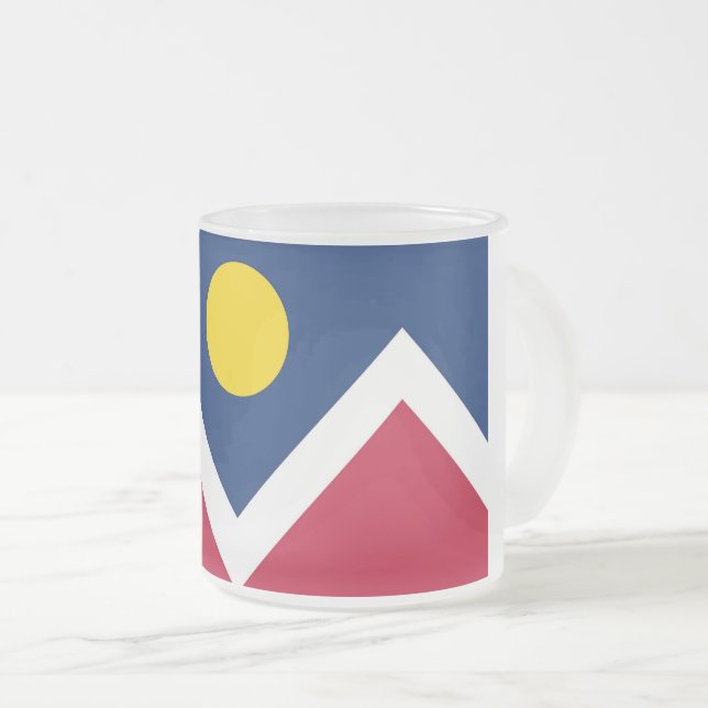 Frostad liten glasmugg med flagga från Denver, USA (Framsida höger)