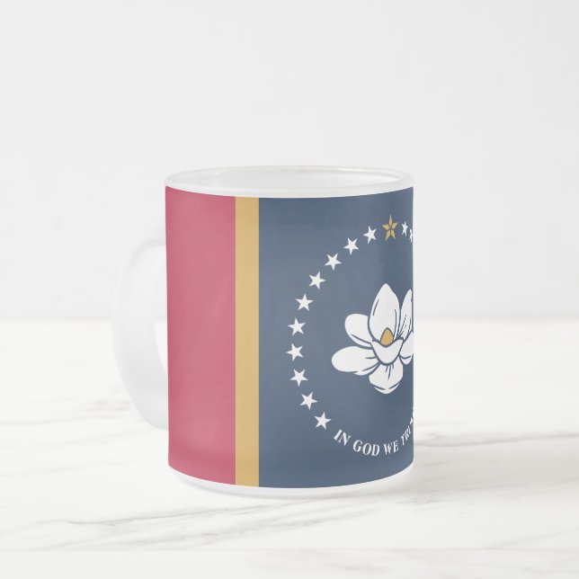 Frostad liten glasmugg med Mississippis flagga (Framsida vänster)