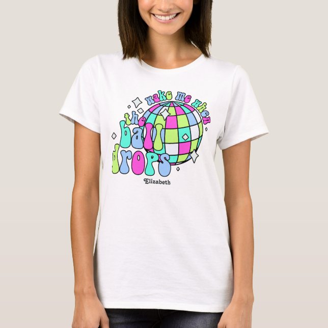 Frostad Neon Retro Gott Nytt År Fest T Shirt (Framsida)