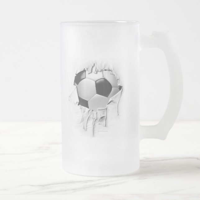 Frostad ölmugg för sönderriven fotboll frostat ölglas (Höger)