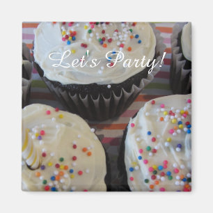 Frostade Cupcakes Födelsedagsfirande Magnet