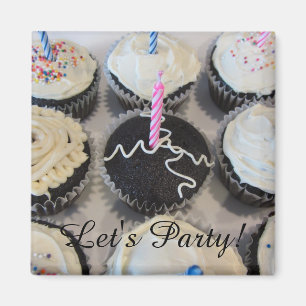 Frostade Cupcakes Låt oss festa Magnet