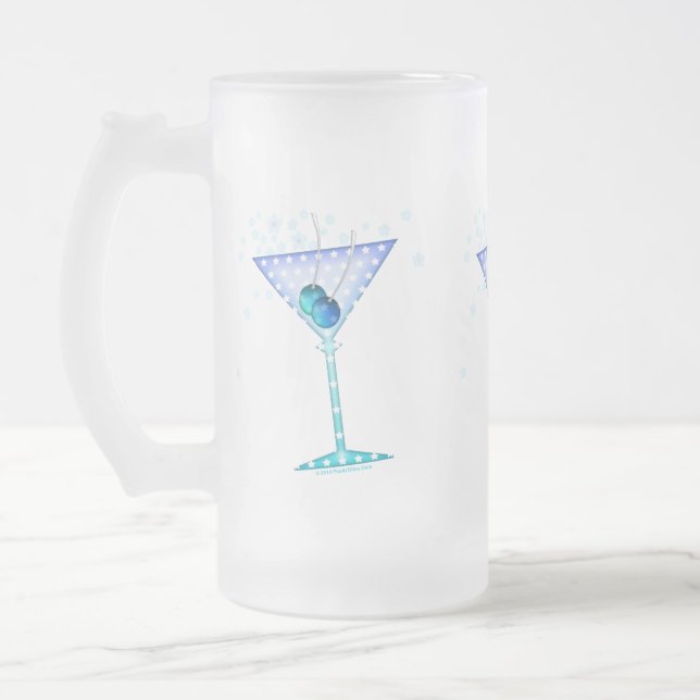 FROSTADE KRYSTALLKOPP, MUG - BLÅ MARTINI FROSTAT ÖLGLAS (Vänster)