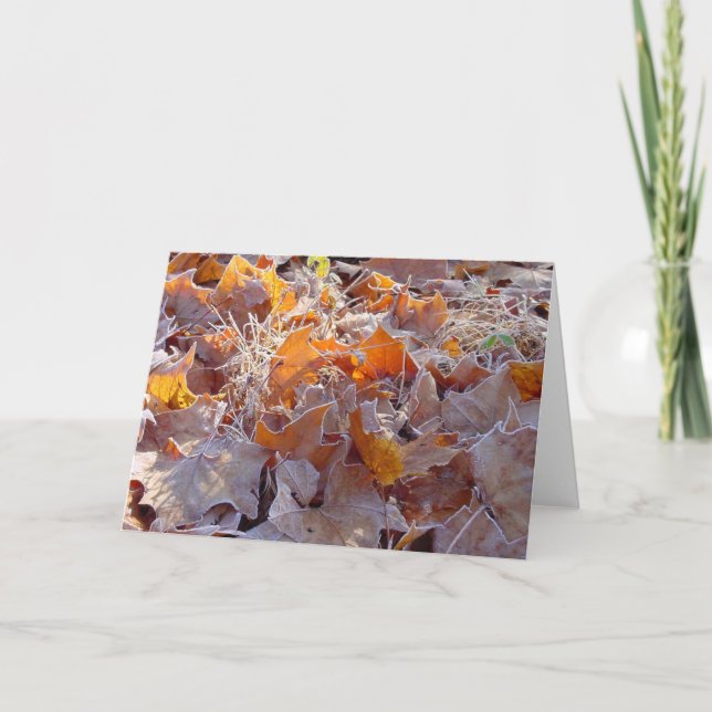 Frostade löv Julhälsningar kortet Helgkort (Framsida)