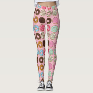 Frostade strilade rosa- och chokladDonuts Leggings
