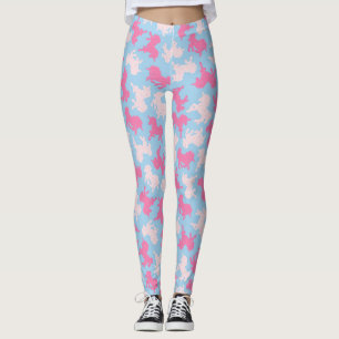 Frostade Unicornkakor på blåttdamasker Leggings