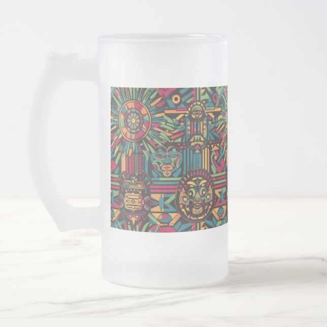Frostat, blått, "Ancestral Paradigm", fruset glas, Frostat Ölglas (Vänster)