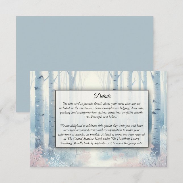 Frostat Blue Birch Forest Bröllop Tilläggskort (Fram/baksida)