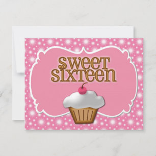Frostat Cuptårta Anpassningsbar Sweet sixteen Part Inbjudningar