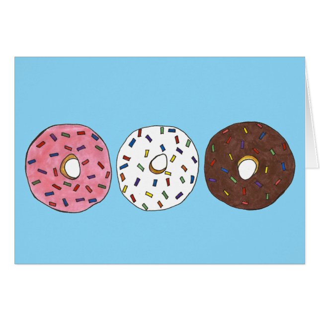 Frostat Donuts Sprinkles Doughnut Breakfast Food Hälsningskort (Framsidan Horizontal)