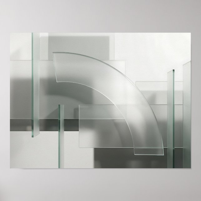 Frostat Glas Geometrisk Arkitektonisk Abstrakt Väg Poster (Framsidan)