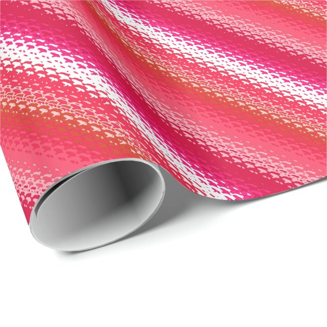 Frostat glasränder - röda, rosa och vita presentpapper (Rullad Hörn)