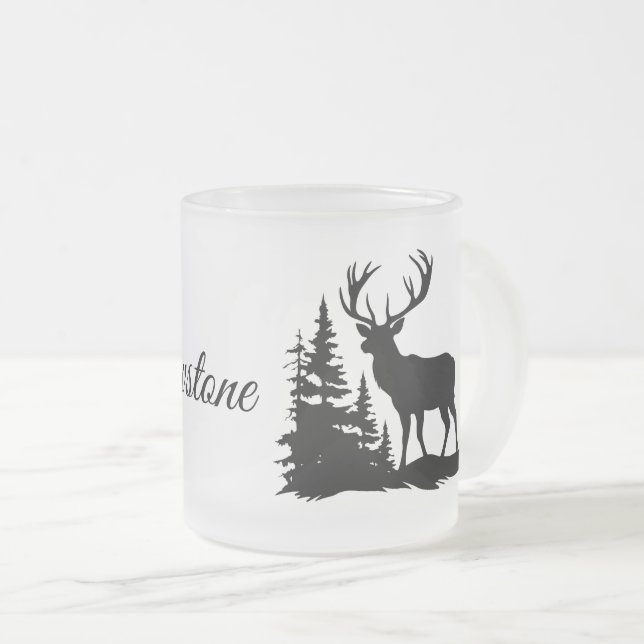 Frostat Glass Mugg-Yellowstone Hjort Frostad Glasmugg (Framsida höger)