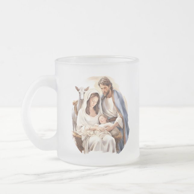 Frostat Glass Ntivity Baby Jesus Mugg (Vänster)
