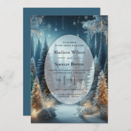 Frostat Gräs i Winter Glow Bröllop Inbjudningar