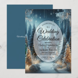 Frostat Gräs i Winter Glow Bröllop Inbjudningar
