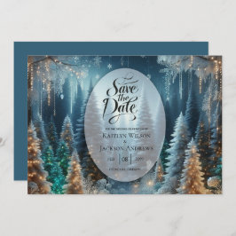 Frostat Gräs i Winter Glow Bröllop Spara Datumet