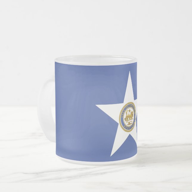 Frostat litet glas mugg - flagga Houston (Framsida vänster)