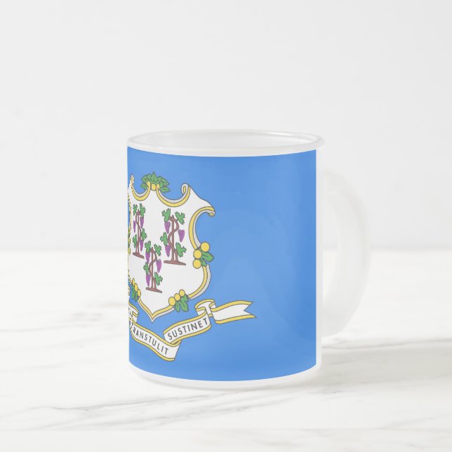 Frostat litet glas mugg med flagga av Connecticut (Framsida höger)