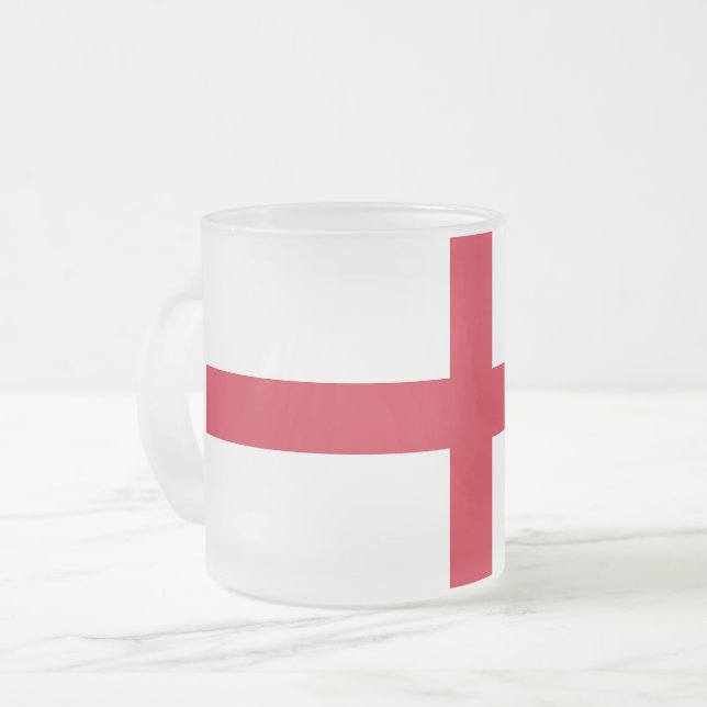 Frostat litet glas mugg med flagga av England, För (Framsida vänster)
