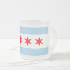 Frostat litet glas mugg med flagga Chicago