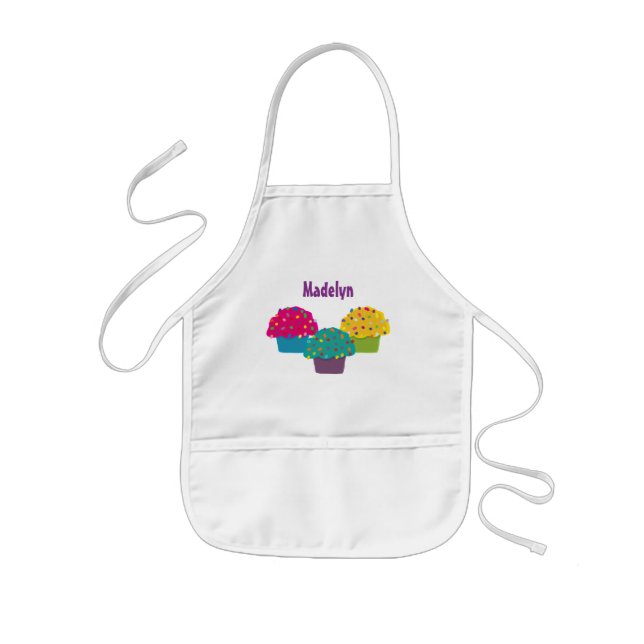 Frostat Muffins Regnbåge Sprinkle Whimsical Baking Barnförkläde (Framsidan)