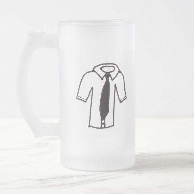 Frostat Mugg w/Black och White Shirt w/Tie (Vänster)