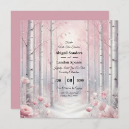 Frostat Petals i Winter Woodland Bröllop Inbjudningar